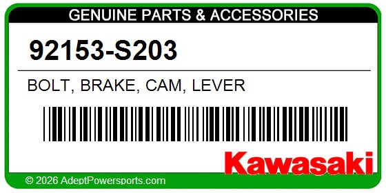 Kawasaki 92153-S203 Bolt, Brake, Cam, Lever