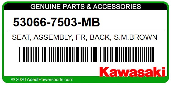 Kawasaki 53066-7503-MB Seat, Assembly, Fr, Back, S.M.Brown