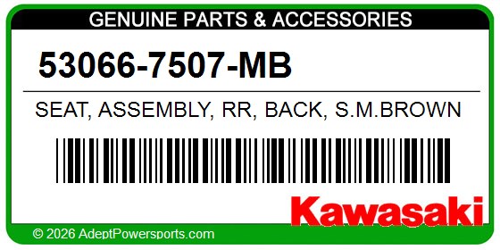 Kawasaki 53066-7507-MB Seat, Assembly, Rr, Back, S.M.Brown