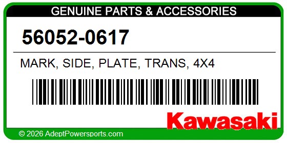 Kawasaki 56052-0617 Mark, Side, Plate, Trans, 4X4