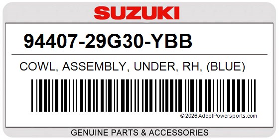 Suzuki 94407-29G30-YBB Cowl, Assembly, Under, Rh, (Blue)