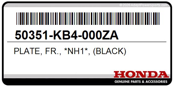 Honda 50351-KB4-000ZA Plate, Fr., *Nh1*, (Black)
