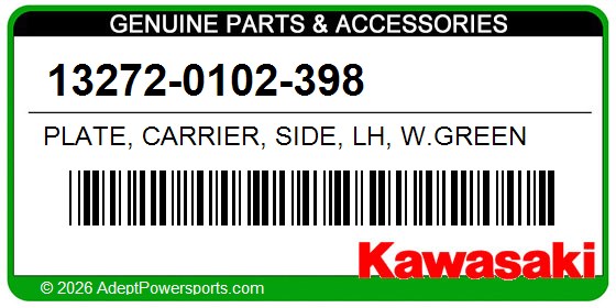 Kawasaki 13272-0102-398 Plate, Carrier, Side, Lh, W.Green