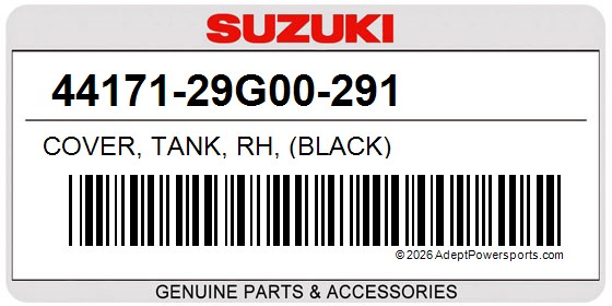 Suzuki 44171-29G00-291 Cover, Tank, Rh, (Black)