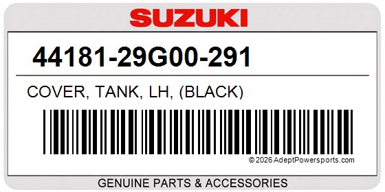 Suzuki 44181-29G00-291 Cover, Tank, Lh, (Black)