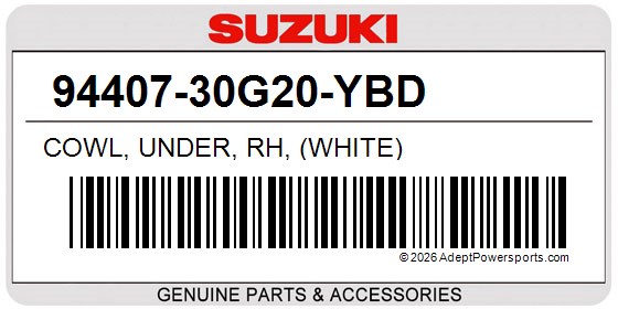 Suzuki 94407-30G20-YBD Cowl, Under, Rh, (White)