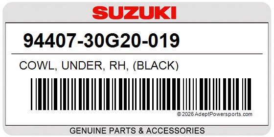 Suzuki 94407-30G20-019 Cowl, Under, Rh, (Black)