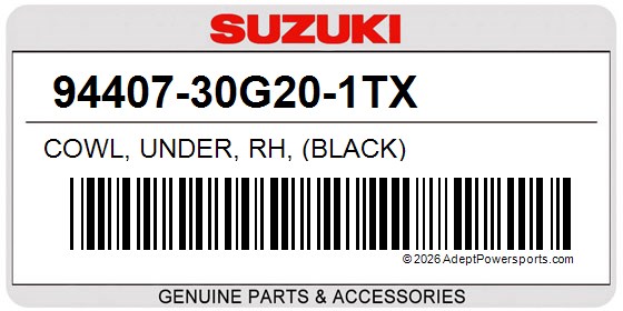 Suzuki 94407-30G20-1TX Cowl, Under, Rh, (Black)
