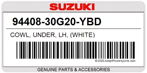 Suzuki 94408-30G20-YBD Cowl, Under, Lh, (White)