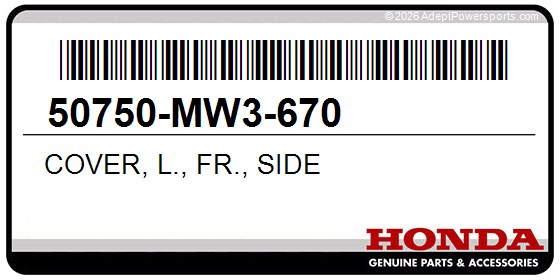 Honda 50750-MW3-670 Cover, L., Fr., Side