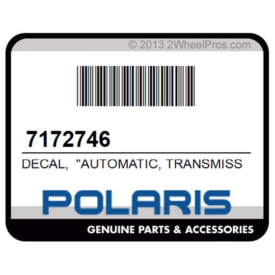 Polaris 7172746 Decal, "Automatic, Transmission"