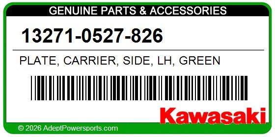 Kawasaki 13271-0527-826 Plate, Carrier, Side, Lh, Green