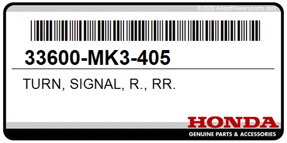 Honda 33600-MK3-405 Turn, Signal, R., Rr.