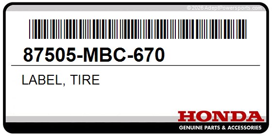 Honda 87505-MBC-670 Label, Tire