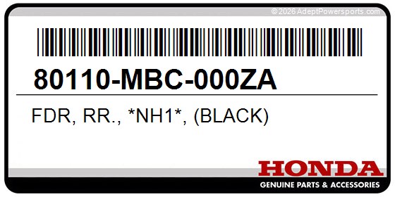 Honda 80110-MBC-000ZA Fdr, Rr., *Nh1*, (Black)