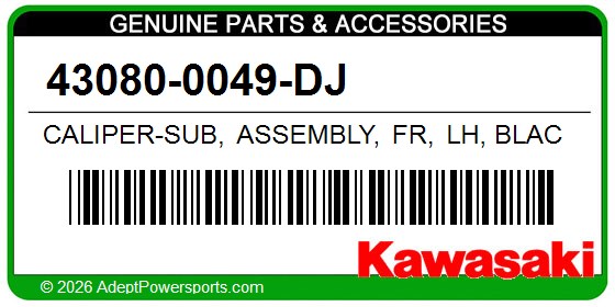 Kawasaki 43080-0049-DJ Caliper-Sub, Assembly, Fr, Lh, Black