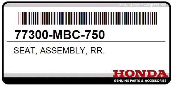Honda 77300-MBC-750 Seat, Assembly, Rr.