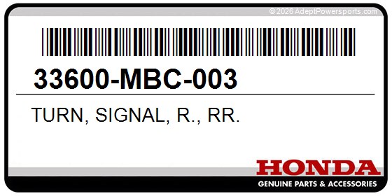 Honda 33600-MBC-003 Turn, Signal, R., Rr.