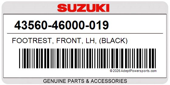 Suzuki 43560-46000-019 Footrest, Front, Lh, (Black)