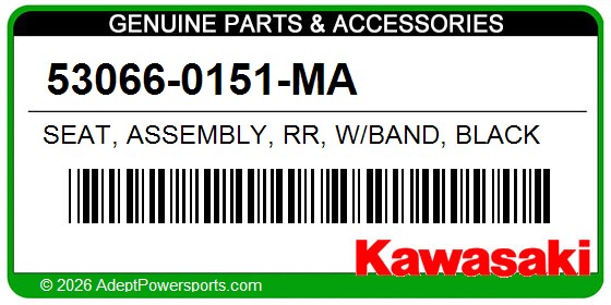Kawasaki 53066-0151-MA Seat, Assembly, Rr, W/Band, Black