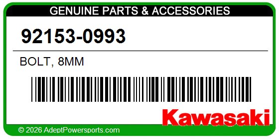 Kawasaki 92153-0993 Bolt, 8Mm
