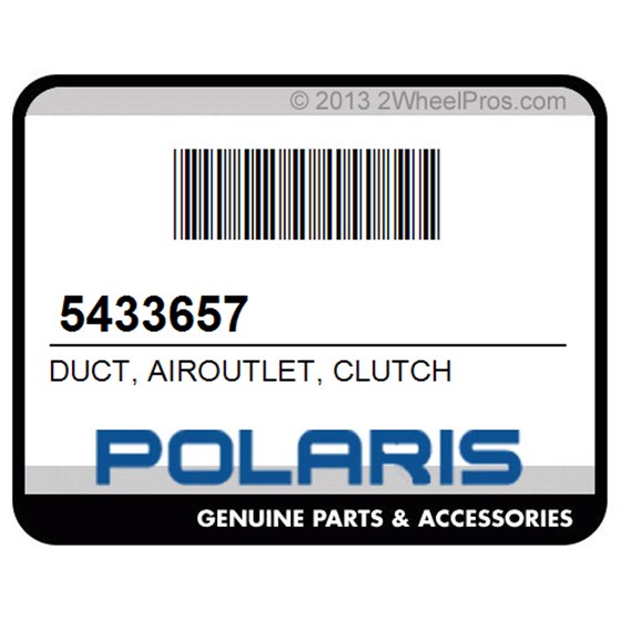 Polaris 5433657 Duct, Airoutlet, Clutch