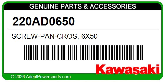 Kawasaki 220AD0650 Screw-Pan-Cros, 6X50