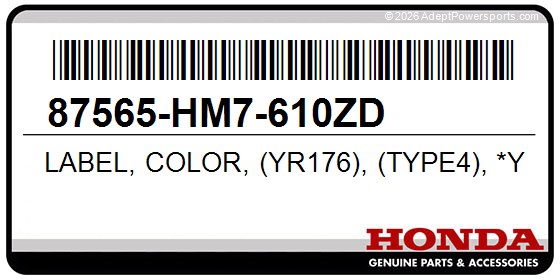 Honda 87565-HM7-610ZD Label, Color, (Yr176), (Type4), *Yr176*, (Harvest, Beige)
