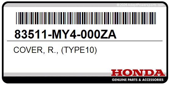 Honda 83511-MY4-000ZA Cover, R., (Type10)