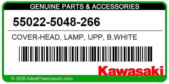 Kawasaki 55022-5048-266 Cover-Head, Lamp, Upp, B.White