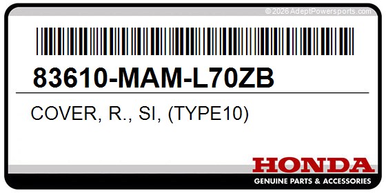 Honda 83610-MAM-L70ZB Cover, R., Si, (Type10)
