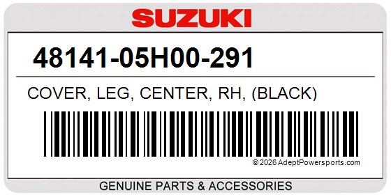 Suzuki 48141-05H00-291 Cover, Leg, Center, Rh, (Black)