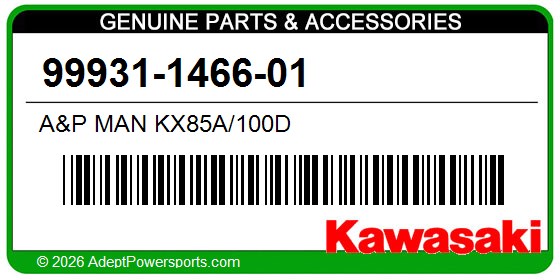 Kawasaki 99931-1466-01 A&P Man Kx85a/100D