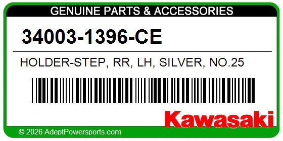 Kawasaki 34003-1396-CE Holder-Step, Rr, Lh, Silver, No.25