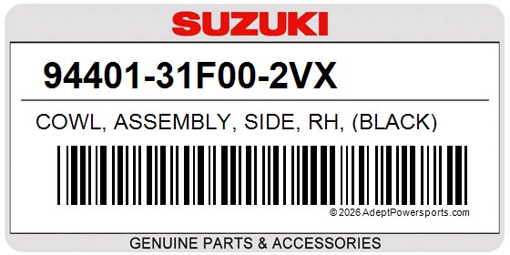 Suzuki 94401-31F00-2VX Cowl, Assembly, Side, Rh, (Black)