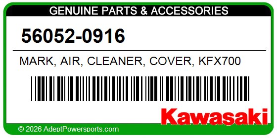 Kawasaki 56052-0916 Mark, Air, Cleaner, Cover, Kfx700