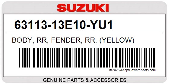 Suzuki 63113-13E10-YU1 Body, Rr, Fender, Rr, (Yellow)