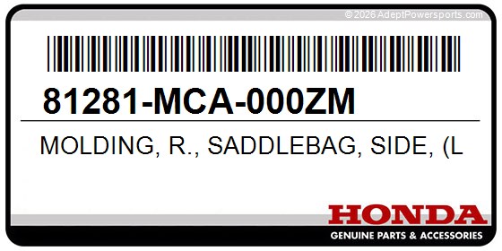 Honda 81281-MCA-000ZM Molding, R., Saddlebag, Side, (Lower), *R287m*, (Bloodstone, Red, Metallic)