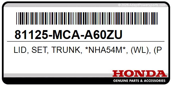 Honda 81125-MCA-A60ZU Lid, Set, Trunk, *Nha54m*, (Wl), (Pewter, Silver, Metallic)