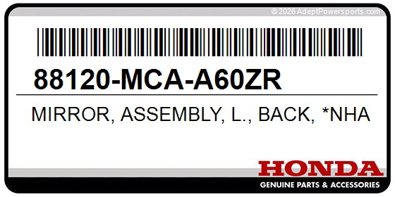 Honda 88120-MCA-A60ZR Mirror, Assembly, L., Back, *Nha54m*, (Pewter, Silver, Metallic)