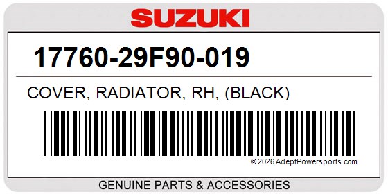 Suzuki 17760-29F90-019 Cover, Radiator, Rh, (Black)