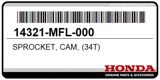 Honda 14321-MFL-000 Sprocket, Cam, (34T)