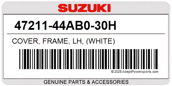 Suzuki 47211-44AB0-30H Cover, Frame, Lh, (White)