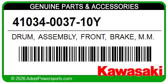 Kawasaki 41034-0037-10Y Drum, Assembly, Front, Brake, M.M.Gold