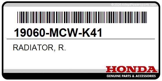 Honda 19060-MCW-K41 Radiator, R.