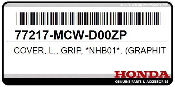 Honda 77217-MCW-D00ZP Cover, L., Grip, *Nhb01*, (Graphite, Black)