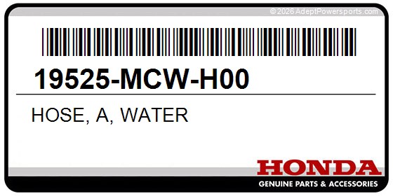 Honda 19525-MCW-H00 Hose, A, Water