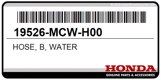 Honda 19526-MCW-H00 Hose, B, Water