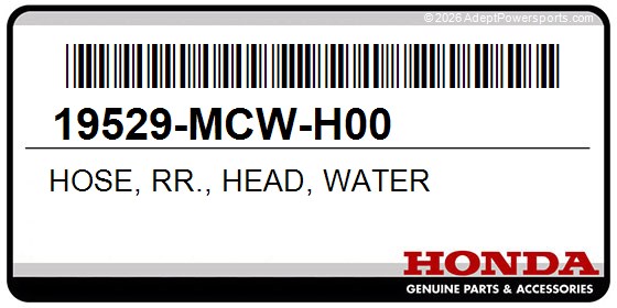 Honda 19529-MCW-H00 Hose, Rr., Head, Water