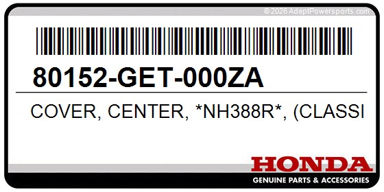 Honda 80152-GET-000ZA Cover, Center, *Nh388r*, (Classical, White-R)